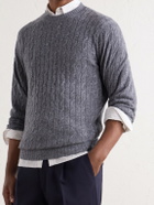 N.PEAL - Thames Cable-Knit Cashmere Sweater - Gray