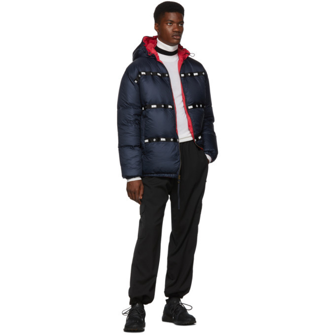 Mr and Mrs Italy Navy Satin Puffer Jacket