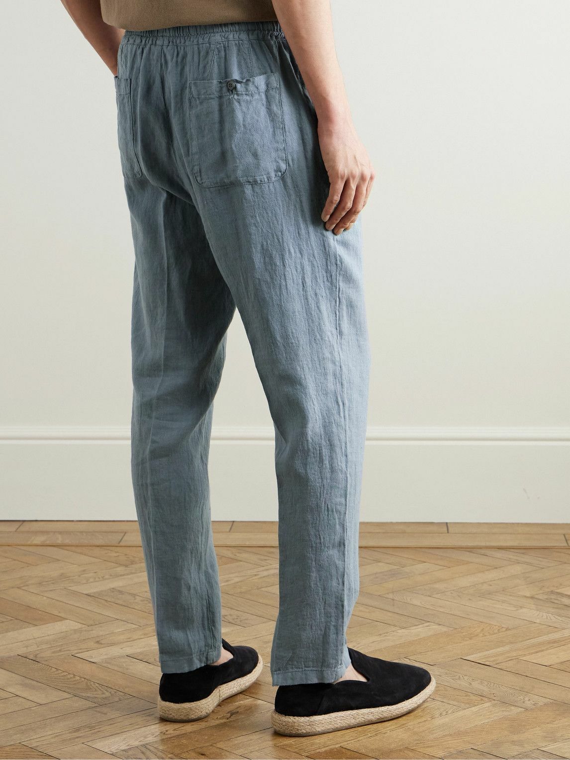 Altea - Mattia Straight-Leg Linen Trousers - Gray