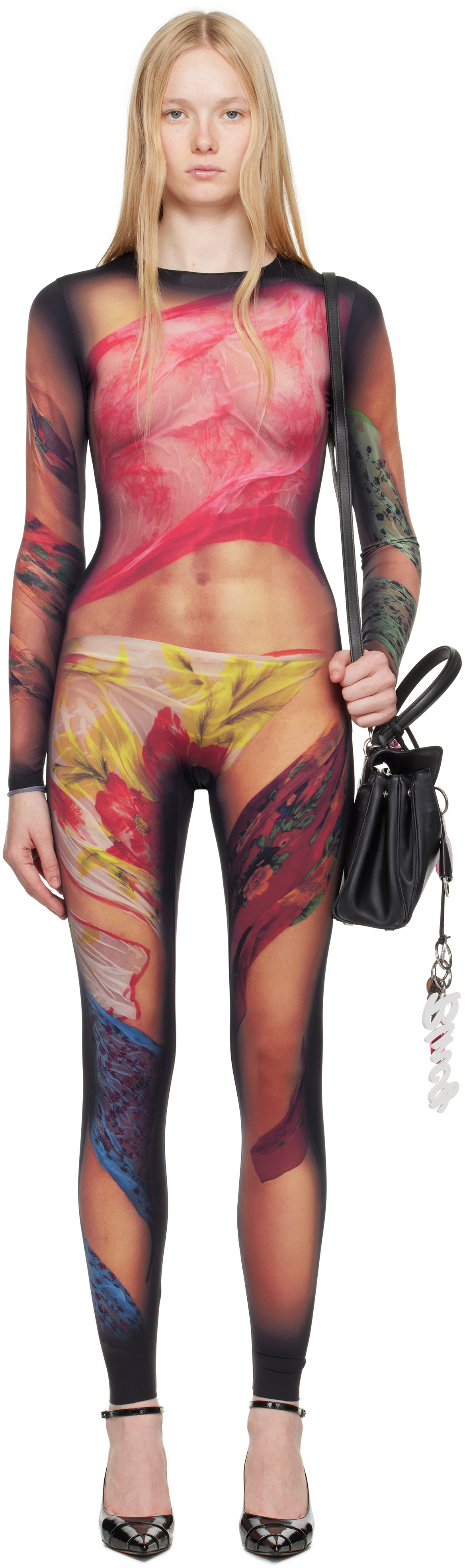 Marine Serre Multicolor Recycled Draped Statue Jersey Unitard