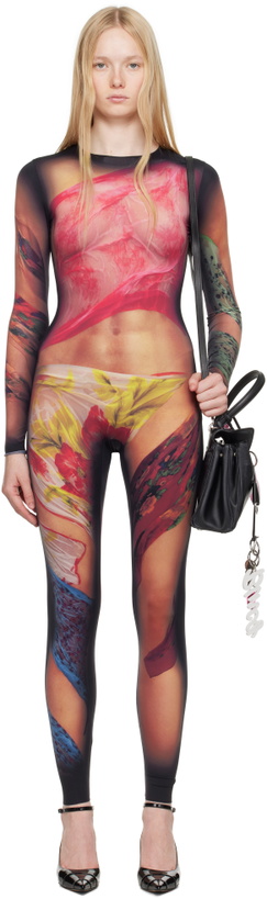 Photo: Marine Serre Multicolor Recycled Draped Statue Jersey Unitard