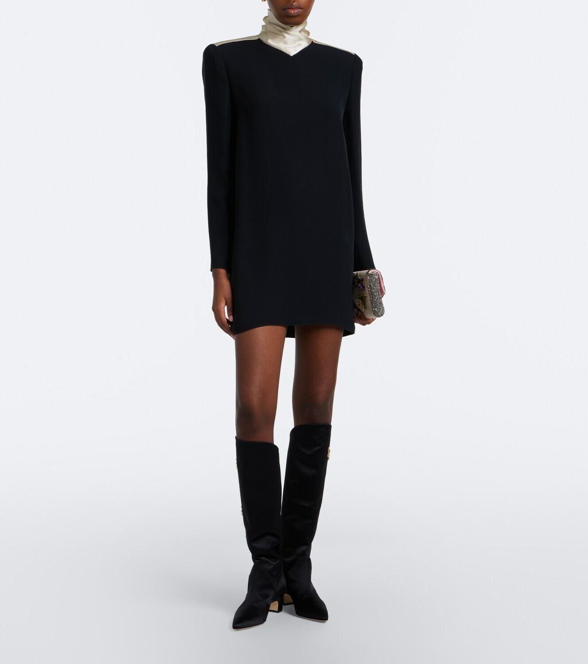 Manolo Blahnik Dispasa embellished satin knee-high boots