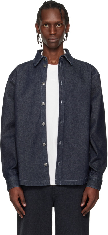 Photo: Hugo Navy Oversized-Fit Weighty Denim Overshirt