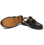 Gucci - Webbing-Trimmed Leather Backless Loafers - Men - Black