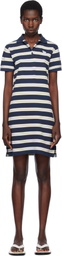 Maison Kitsuné Navy Baby Fox Patch Multi Stripes Polo Minidress