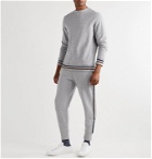 Kingsman - Stripe-Trimmed Mélange Fleece-Back Cotton and Cashmere-Blend Sweatshirt - Gray