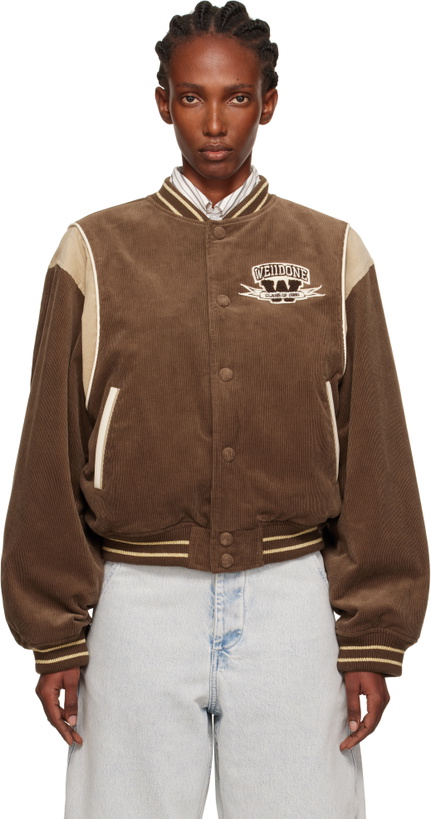 Photo: We11done Brown College Corduroy Varsity Jacket