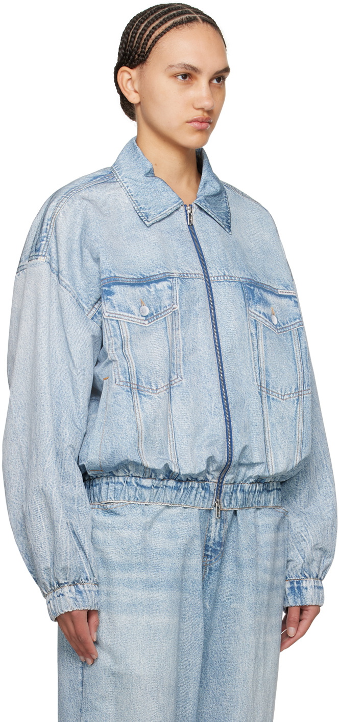 Alexander Wang Blue Printed Denim Bomber Jacket