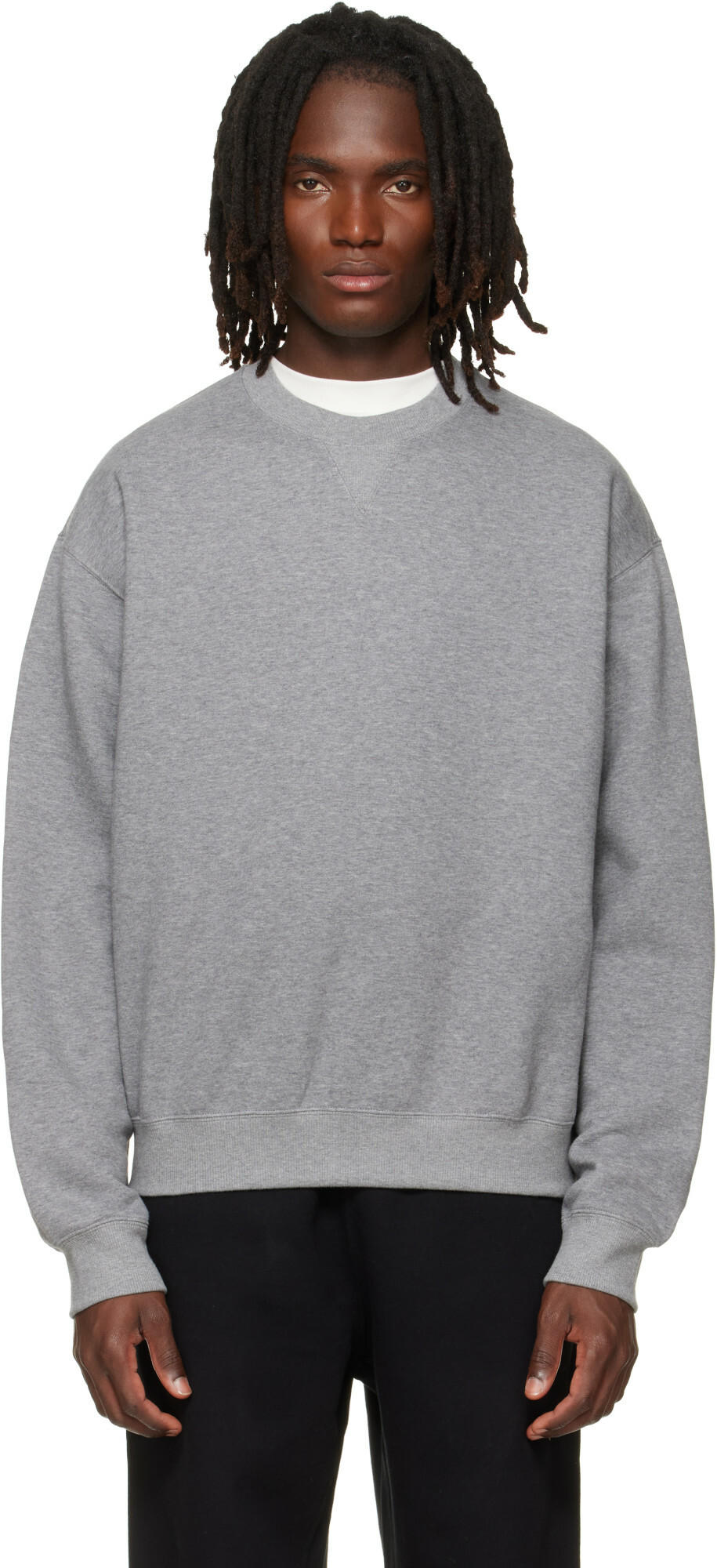 Jil Sander Gray Cotton Crew-Neck Sweatshirt