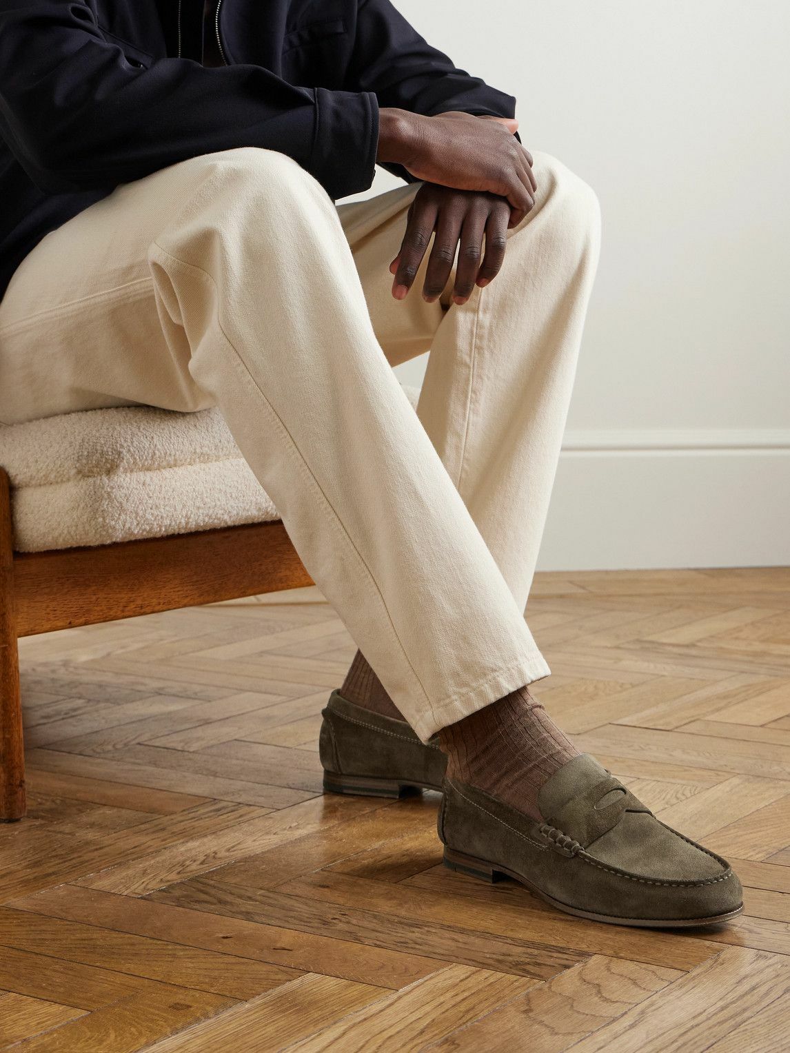 Dunhill - Heddon Flex Suede Penny Loafers - Brown