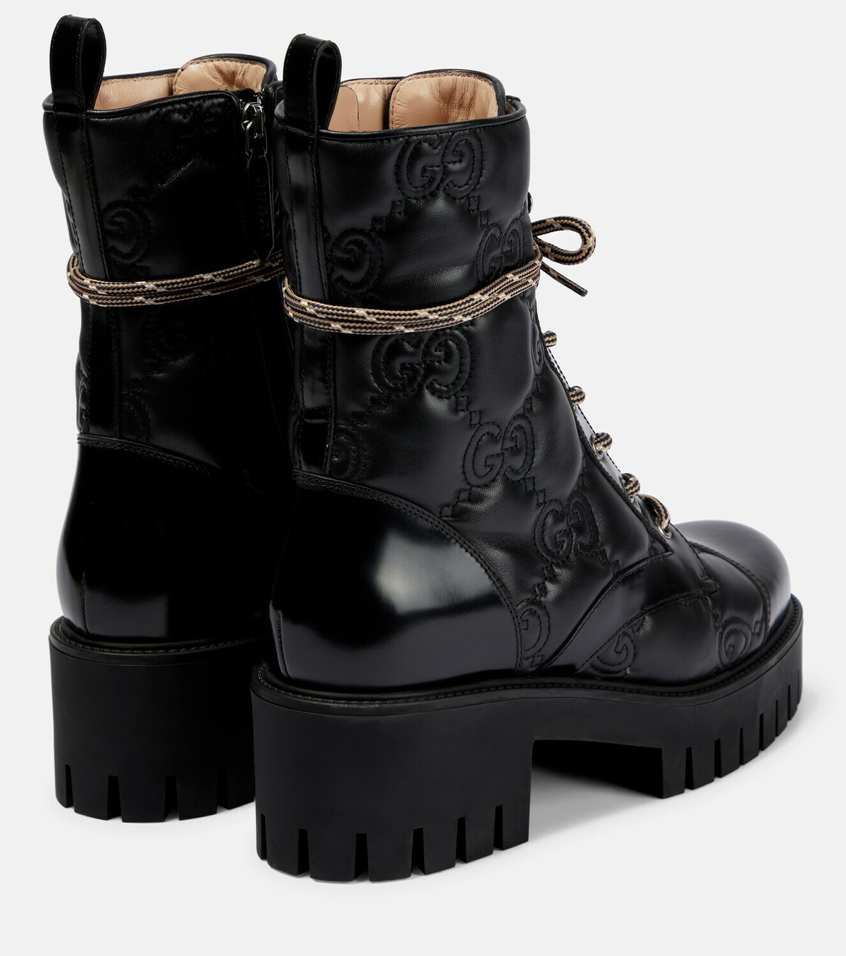 Gucci - GG quilted leather lace-up boots