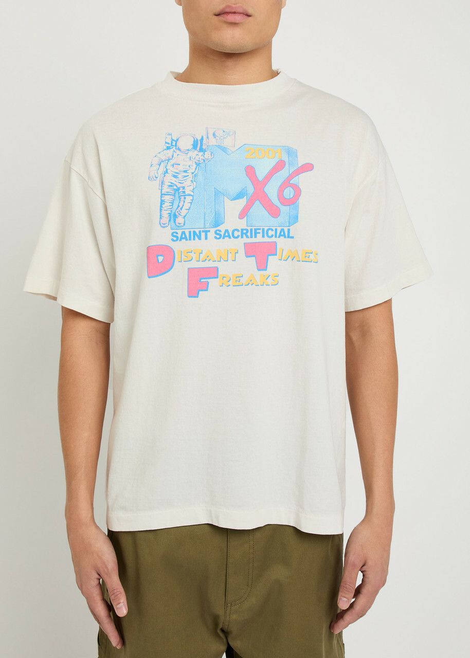 Saint Mxxxxxx Mtv Printed Cotton T-shirt White