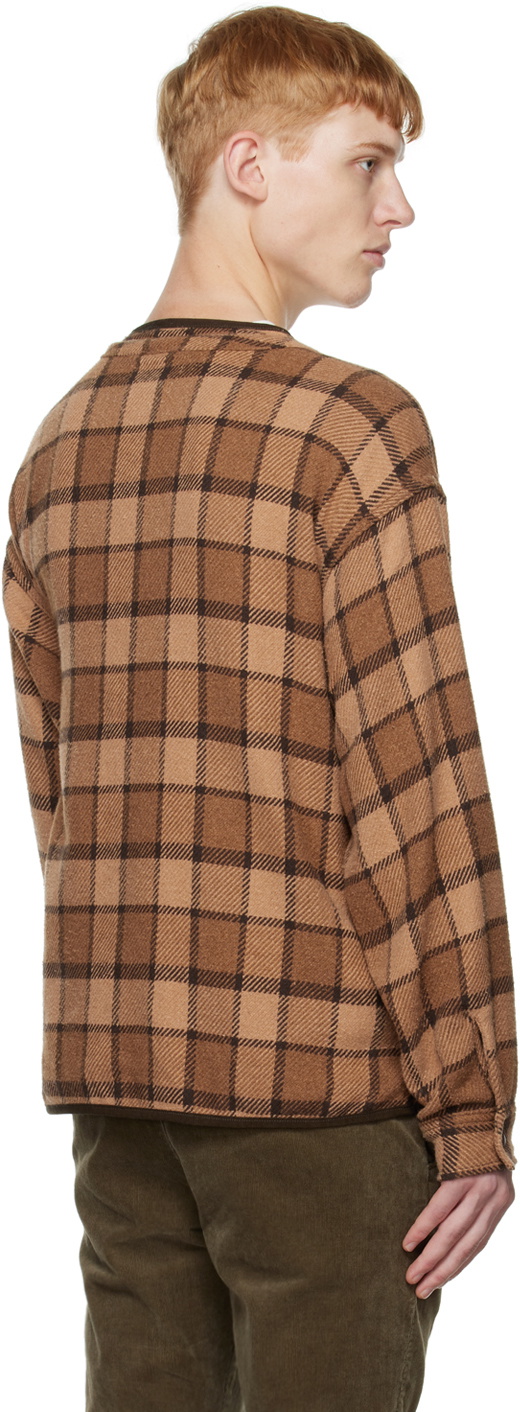 Brown Remi Relief Wool Native Boarder Cardigan