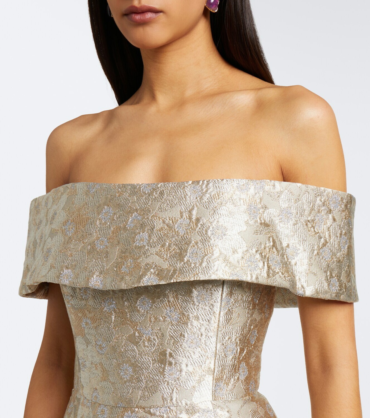 Markarian Clover floral brocade bustier gown