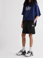 Balenciaga - Cities Straight-Leg Logo-Print Cotton-Jersey Shorts - Black