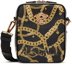 Versace Black Chain Print Messenger Bag