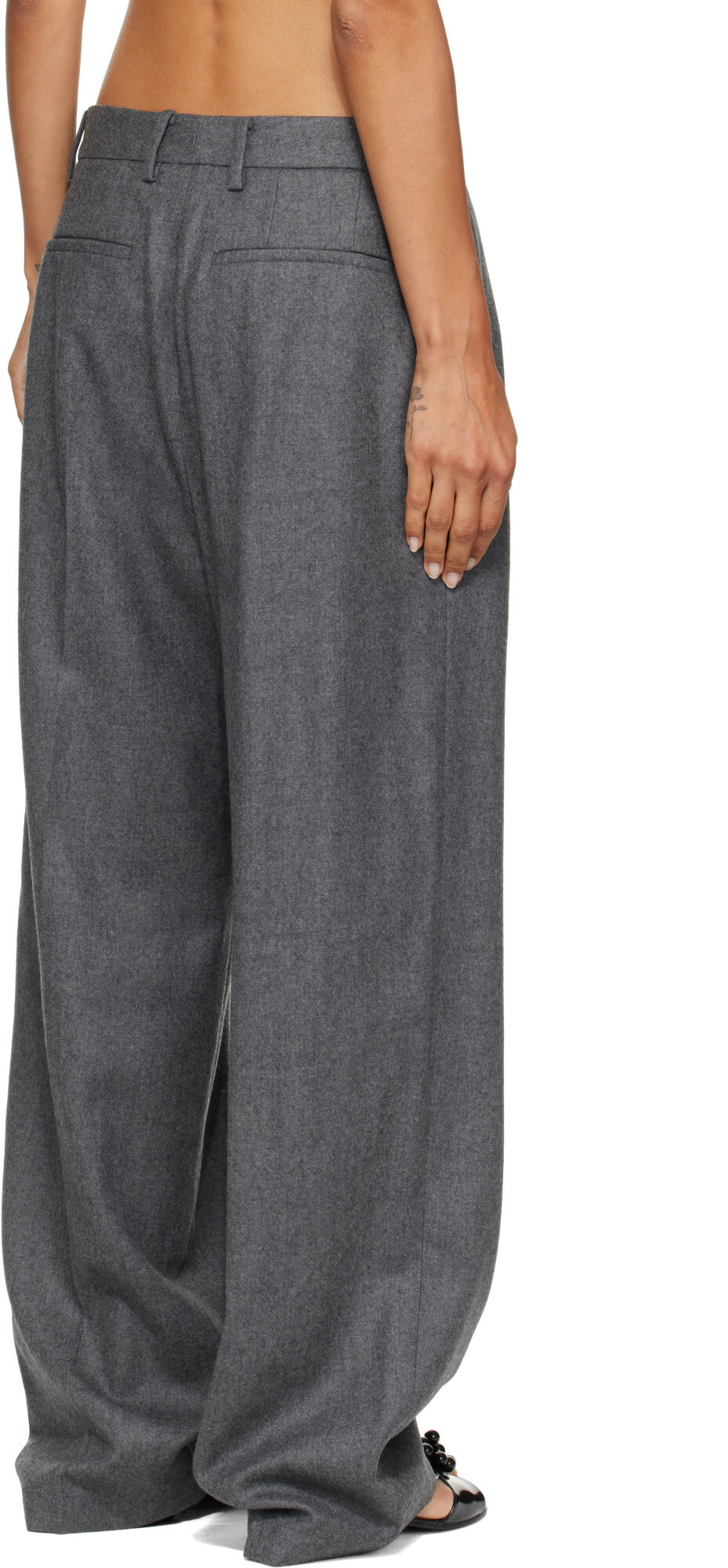 LE17SEPTEMBRE Gray Tuck Tailored Wool Trousers