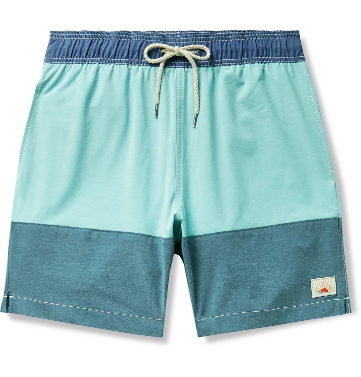 Photo: Faherty - Beacon Mid-Length Colour-Blocked Swim Shorts - Blue