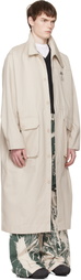 Reese Cooper Beige Cotton Herringbone Overcoat