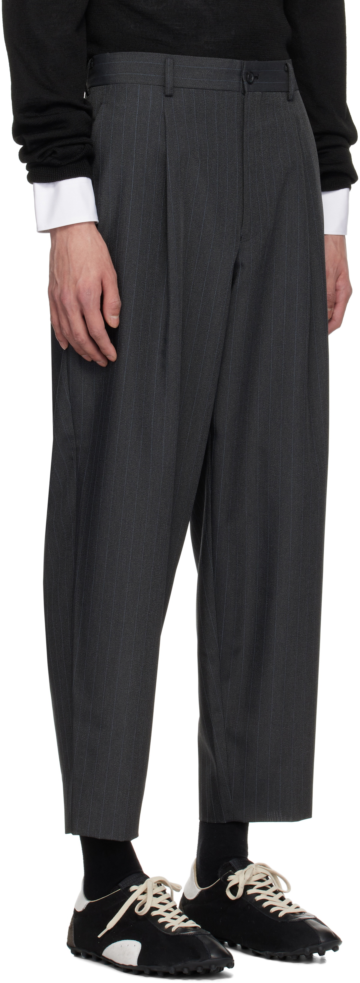 Comme des Garçons Homme Deux Gray Pinstripe Trousers