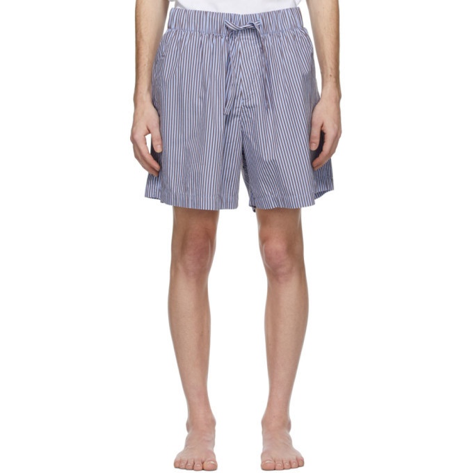 Photo: Tekla Blue and Brown Striped Pyjama Shorts