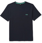 Hugo Boss - Slim-Fit Logo-Embroidered Stretch Cotton-Jersey T-Shirt - Blue