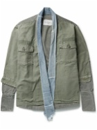 Greg Lauren - Baker Layered Denim-Trimmed Cotton Shirt Jacket - Green