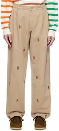 Pop Trading Company Kahki Embroidered Trousers