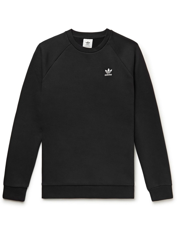 Photo: adidas Originals - Adicolor Essentials Logo-Embroidered Cotton-Blend Jersey Sweatshirt - Black