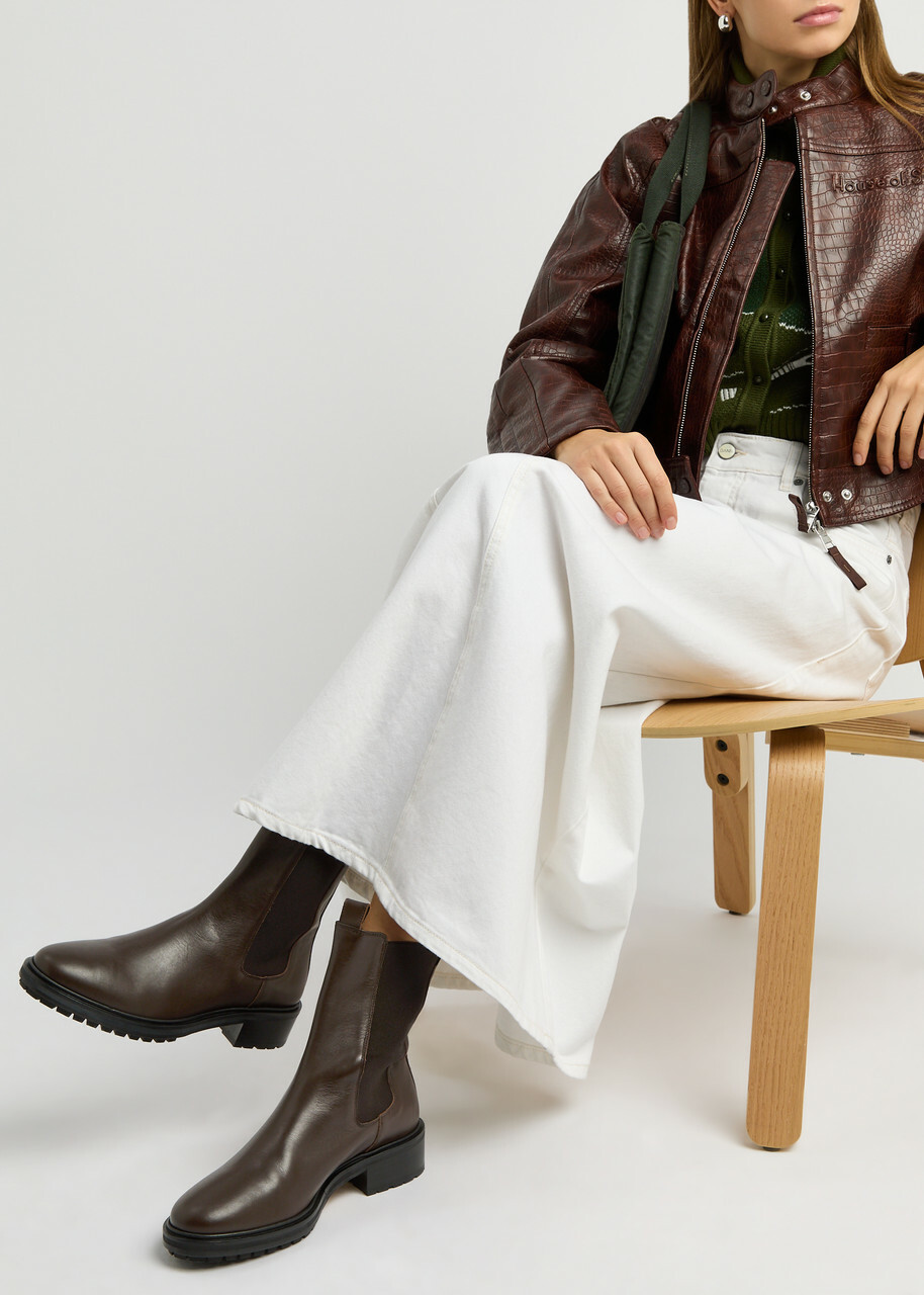 Aeyde Jack Leather Chelsea Boots Brown