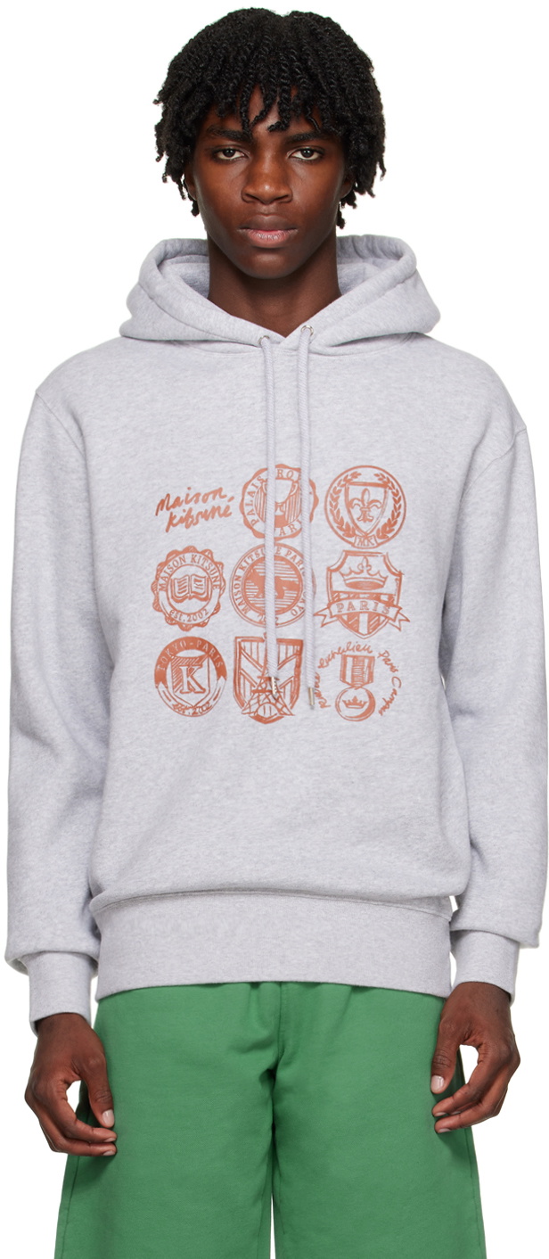 Maison Kitsuné Gray Printed Hoodie Maison Kitsune