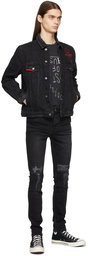 Ksubi Black Denim Klub Of Hearts Jacket