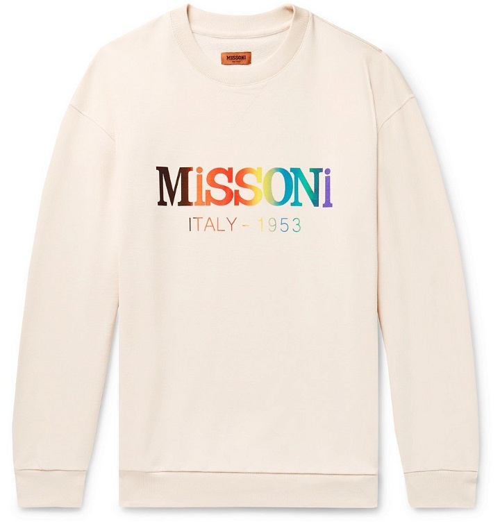 Photo: Missoni - Logo-Print Loopback Cotton-Jersey Sweatshirt - Men - Beige