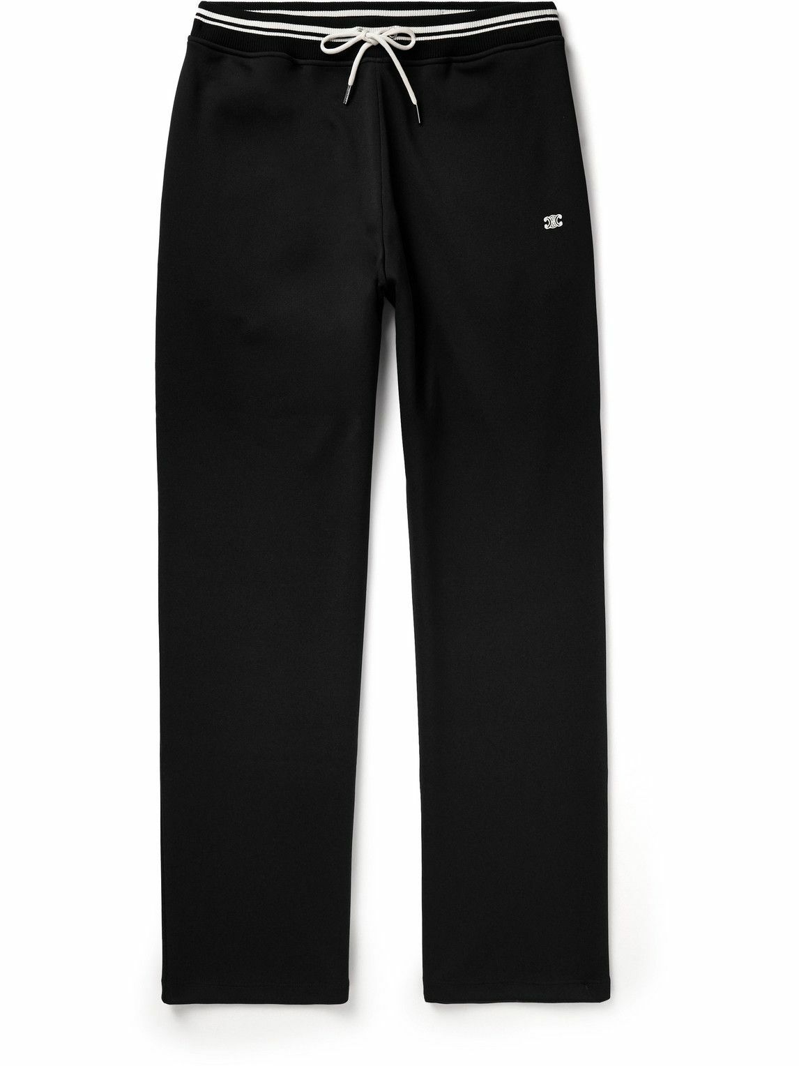 CELINE - Straight-Leg Striped Jersey Sweatpants - Black