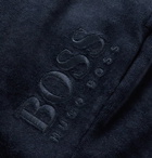 Hugo Boss - Slim-Fit Tapered Logo-Embroidered Cotton-Blend Velour Sweatpants - Blue
