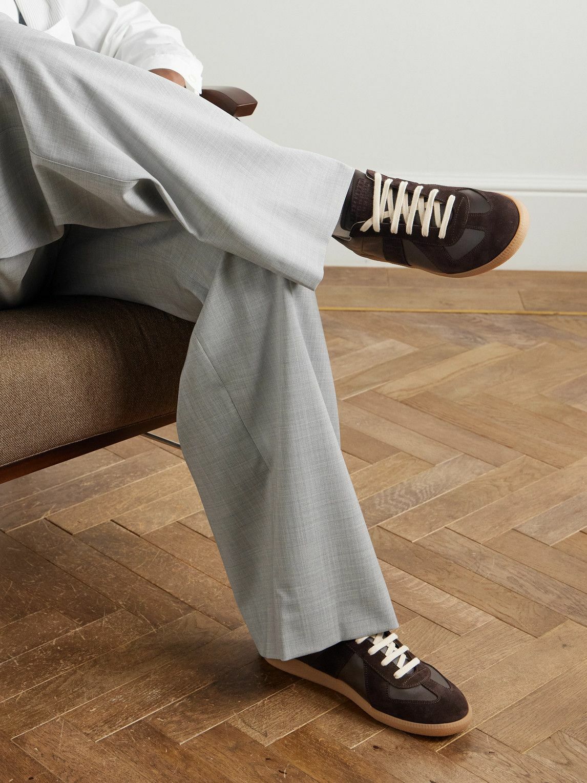 Maison Margiela - Replica Leather and Suede Sneakers - Brown