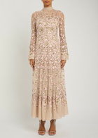 Needle & Thread Sylvia Rose Floral-embroidered Tulle Gown Light Pink