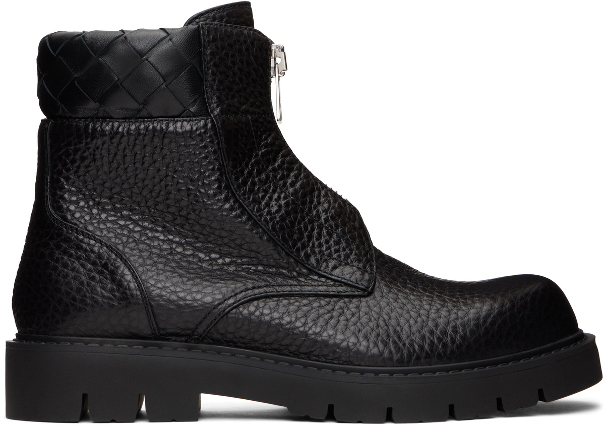 ショートブーツ・ブーティ Bottega Veneta Black Leather Tex Ankle Boots Tex Leather Boots | Authentic & Vintage | ReSee