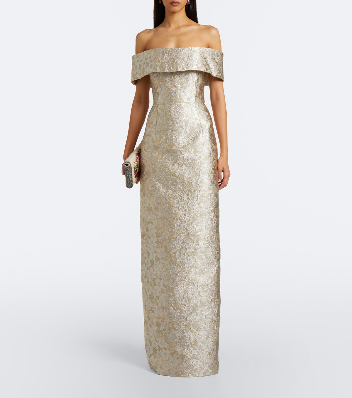 Markarian Clover floral brocade bustier gown