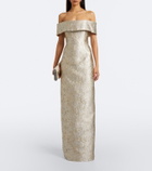 Markarian Clover floral brocade bustier gown