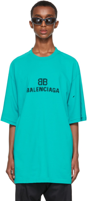 Photo: Balenciaga Blue BB Pixel Boxy T-Shirt