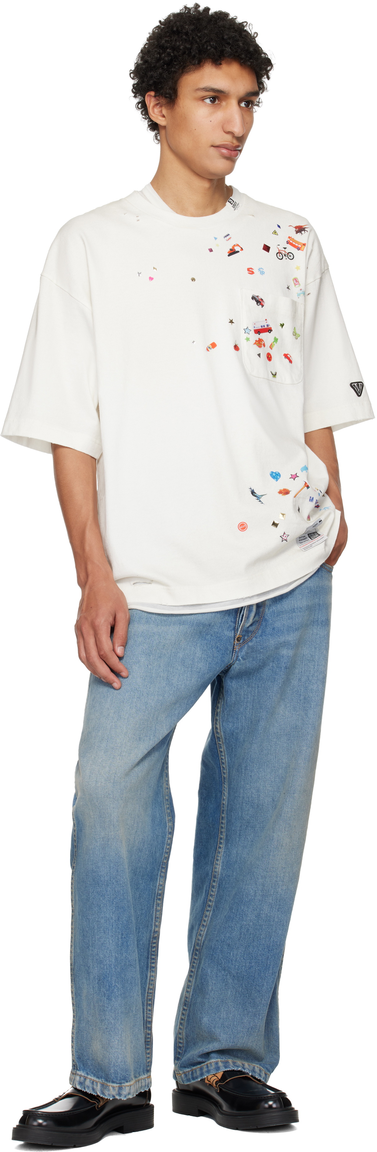 Maison MIHARA YASUHIRO Off-White Kids Sticker Printed T-shirt