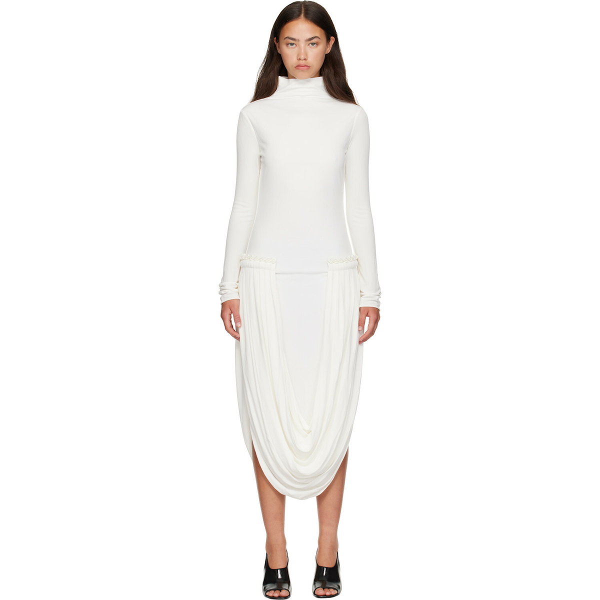 Stella McCartney White Draping Midi Dress