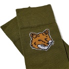 Maison Kitsuné Men's Fox Head Socks in Military Green