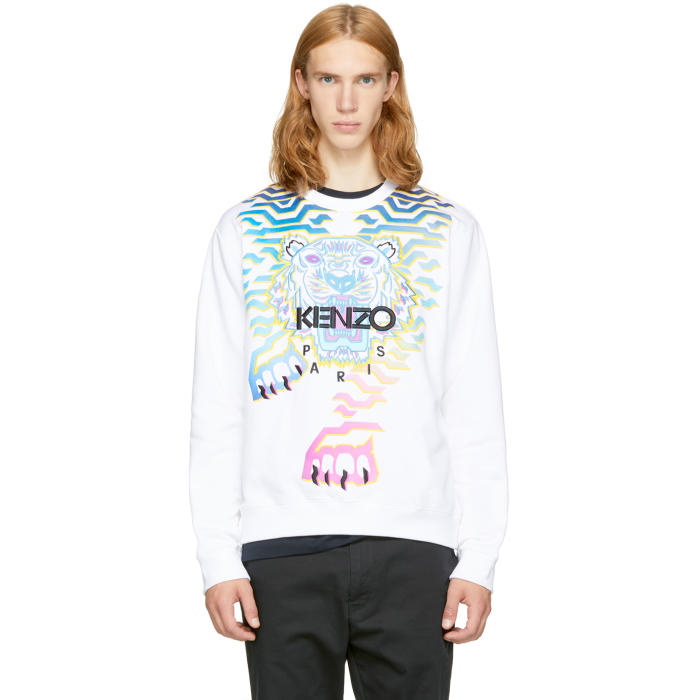 Photo: Kenzo White Limited Edition Rainbow Tiger Sweatshirt
