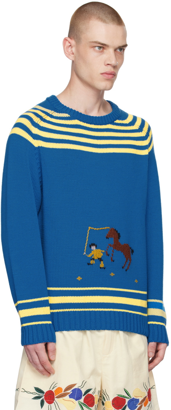 トップス bode Pony Lasso Sweater - Blue Multi Bode Blue Pony