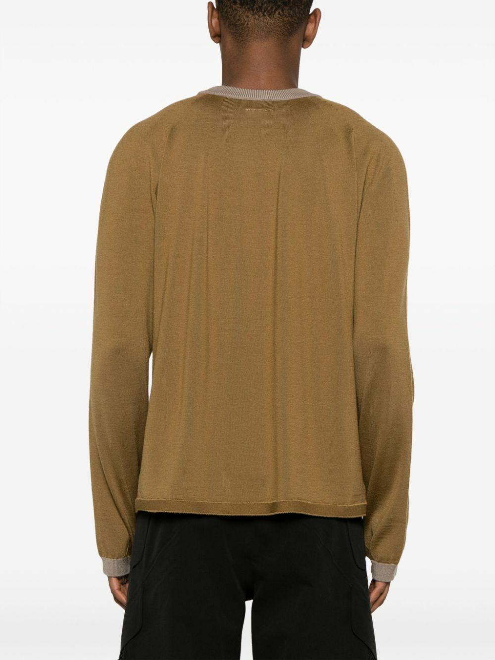 Goldwin Brown Seamless-Knit Wool Sweater Goldwin