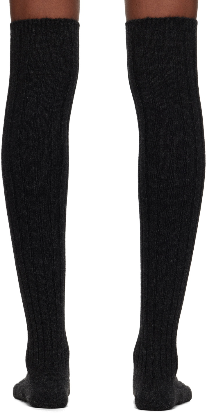 AURALEE Gray Cashmere Low Gauge Knee-High Socks