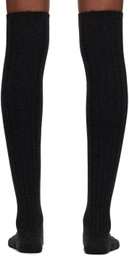 AURALEE Gray Cashmere Low Gauge Knee-High Socks