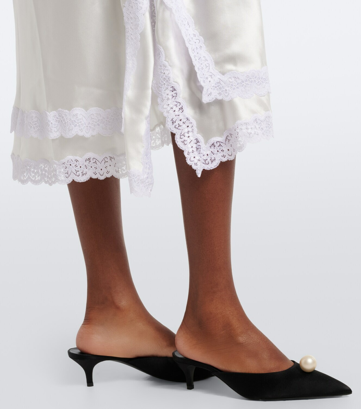 Magda Butrym Lace-trimmed silk satin slip dress